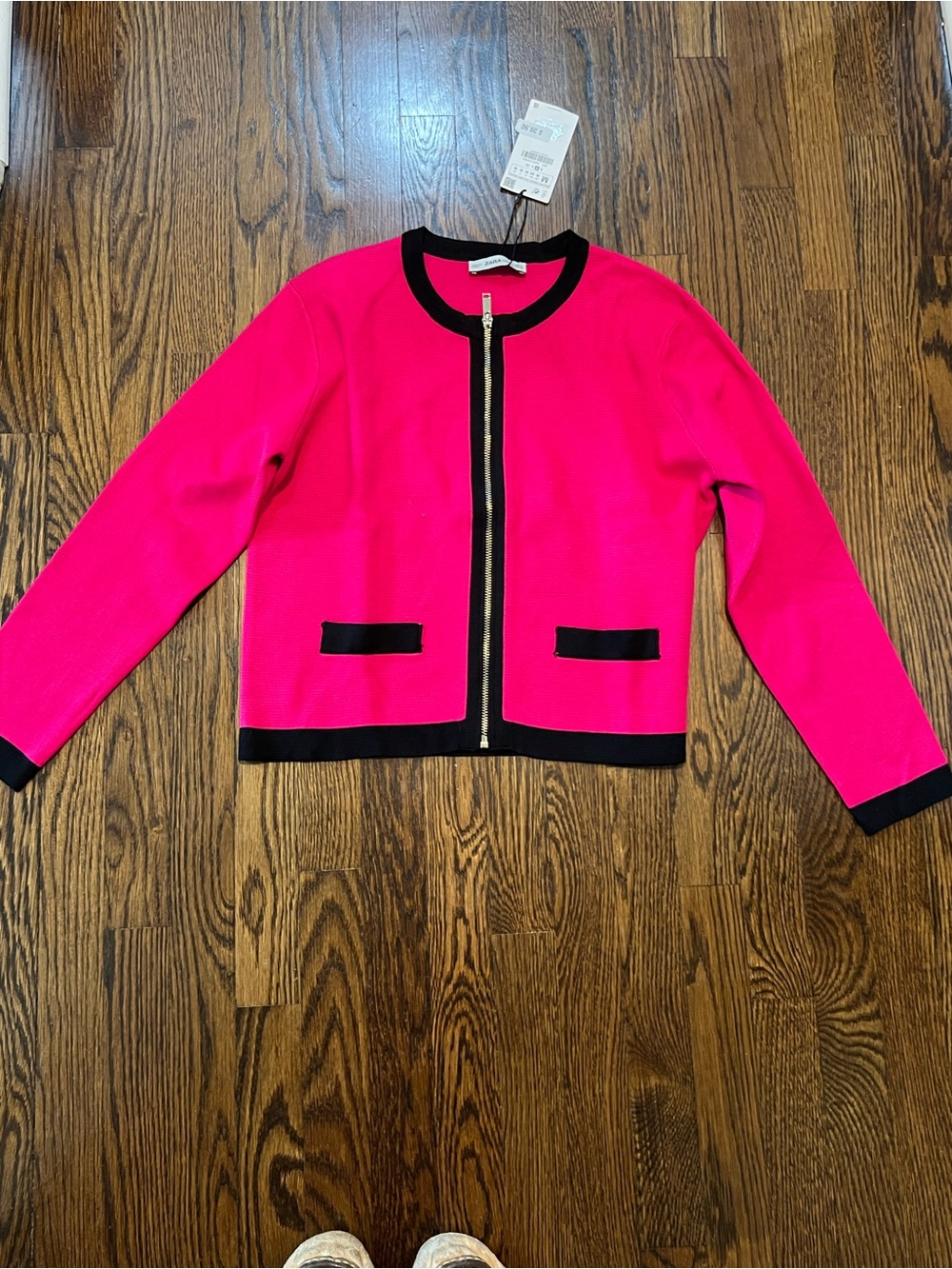 Zara Colorblock zip cardigan